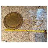 BRASS TRAY, ETCHED PICTORIAL DESIGN, CIRCULAR
