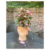 TERRACOTTA HEAD PLANTER, FIGURAL FACE DESIGN,