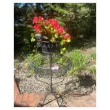 WROUGHT IRON PLANT STAND, TWO-TIERED, CIRCULAR