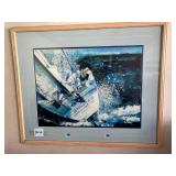 NULL REVEL, SAILBOAT AT SEA, OIL ON CANVAS,