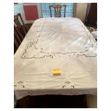 INCLUDES WHITE EMBROIDERED TABLECLOTH, FLORAL