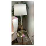 BRASS FLOOR LAMP, TRAY TABLE FORM, SINGLE