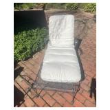 WROUGHT IRON CHAISE LOUNGE, FLORAL MOTIF, MESH