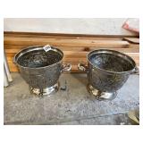 METAL PLANTERS, SILVER-TONE FINISH, EMBOSSED
