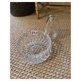 CRYSTAL BOWL, DIAMOND CUT PATTERN, CLEAR GLASS