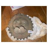 CAST METAL SUN FACE WALL HANGING, GARDEN DECOR,