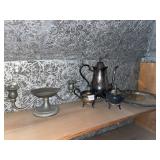 INCLUDES SILVER-PLATE TEA SERVICE, COFFEE POT,