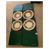 LENOX PORCELAIN PLATES, COLONIAL CHRISTMAS WREATH