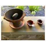 TERRACOTTA MORTAR AND PESTLE, INCLUDES MATCHING