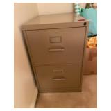 TWO-DRAWER METAL FILING CABINET, TAN FINISH,