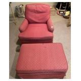 UPHOLSTERED ARMCHAIR, RED TEXTURED FABRIC,