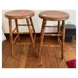 STOOLS, WOOD CONSTRUCTION, ROUND SEATS, TURNED