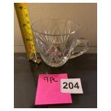 9 CRYSTAL CUP, CUT GLASS, RADIATING STARBURST BASE