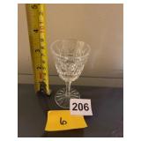 6 CRYSTAL CORDIAL GLASSES, CUT DIAMOND PATTERN,