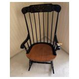 WINDSOR STYLE CHAIR, BLACK FINISH, HAND-PAINTED