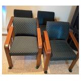 OAK FRAME CHAIRS, UPHOLSTERED SEATS, DIAMOND