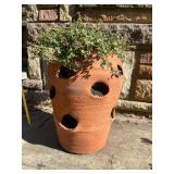 TERRACOTTA STRAWBERRY PLANTER, MULTI-TIERED,