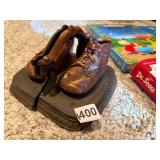 CAST METAL SHOE BOOKENDS, COPPER-TONE FINISH,
