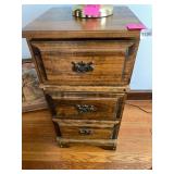 WOOD SIDE TABLE, THREE DRAWERS, TRADITIONAL STYLE,