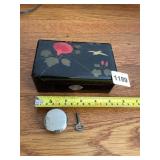 JAPANESE LACQUER BOX, FLORAL AND BIRD MOTIF,