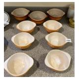 DURO-FLEX CERAMIC BOWLS, ORANGE AND CREAM