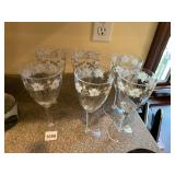 STEMMED GLASSES PLASTIC,  MAGNOLIA FLORAL