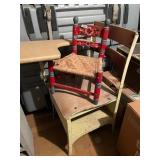 CHILDREN'S SCHOOL DESK CHAIR, METAL FRAME, WOOD