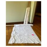 WHITE COTTON TABLECLOTH, PATCHWORK CONSTRUCTION,