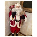 LIFE-SIZE SANTA CLAUS FIGURE, RED VELVET SUIT,