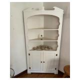 CORNER CABINET, WHITE PAINTED WOOD, ARCHED TOP,