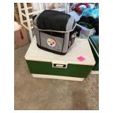 COLEMAN COOLER, PLASTIC, GREEN AND WHITE,