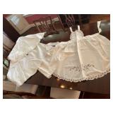 INCLUDES WHITE LINEN APRONS, EMBROIDERED DETAILS,