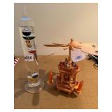 GALILEO THERMOMETER, GLASS CYLINDER, MULTICOLORED