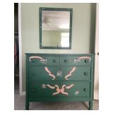 CHEST OF DRAWERS, WOOD CONSTRUCTION, GREEN