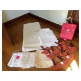 LINEN TABLE RUNNER, EMBROIDERED NAPKINS,