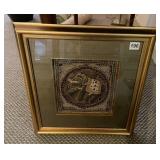 TEXTILE ART, ELEPHANT MOTIF, BEADED AND SEQUINED