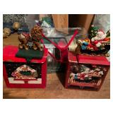 CAST METAL STOCKING HOLDERS, LION AND SANTA