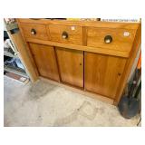 WOOD SIDEBOARD, THREE DRAWERS, SLIDING DOORS,