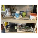 INCLUDES CERAMIC PLANTERS, BLUE AND WHITE