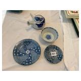 JAPANESE PORCELAIN TEA SET, BLUE AND WHITE,