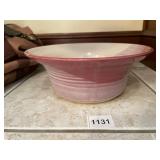 STUDIO POTTERY BOWL, TWO-TONE PINK AND CREAM