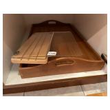 WOOD SERVING TRAY W/ HANDLES, INCLUDES WOOD BREAD