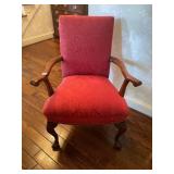 CHIPPENDALE STYLE ARMCHAIR, MAHOGANY FRAME,