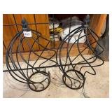 PAIR OF METAL SPIRAL TOPIARY FORMS, BLACK FINISH,