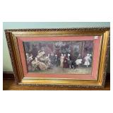 PRINT, THE CHRISTENING, ORNATE GILT FRAME, PINK
