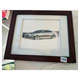 AUTOMOTIVE DESIGN SKETCH, FRAMED, SIGNED, DATED