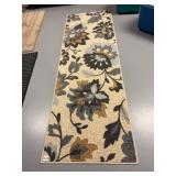 RUNNER RUG, FLORAL PATTERN, CREAM BACKGROUND,