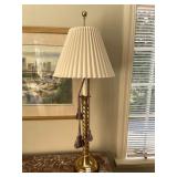 BRASS TABLE LAMP, SPIRAL TWIST COLUMN, ROUND