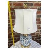 CERAMIC TABLE LAMP, BLUE AND WHITE FLORAL