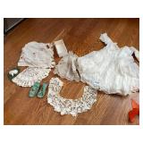 DOLL CLOTHING, INCLUDES LACE COLLAR, SHEER WHITE